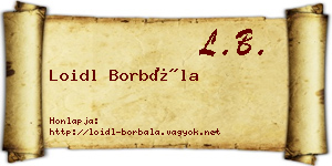 Loidl Borbála névjegykártya